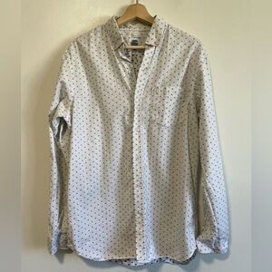 Old Navy White w Stitched Print Long Sleeve Button  Up Shirt